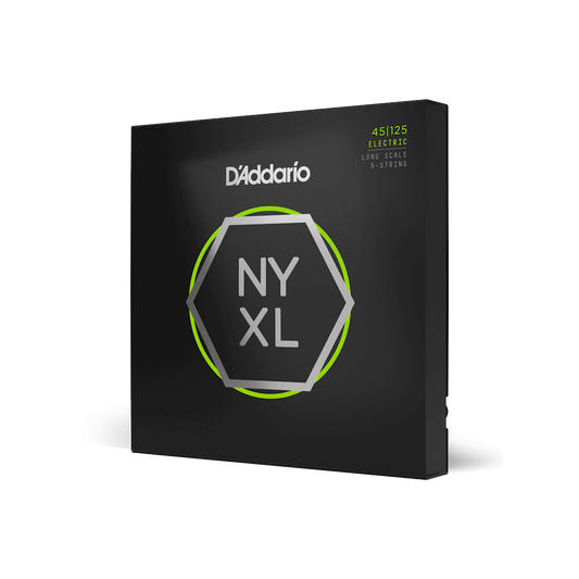 45-125 Light Top/Medium Bottom Long Scale 5-String Bass Strings, NYXL Bass Guitar Strings